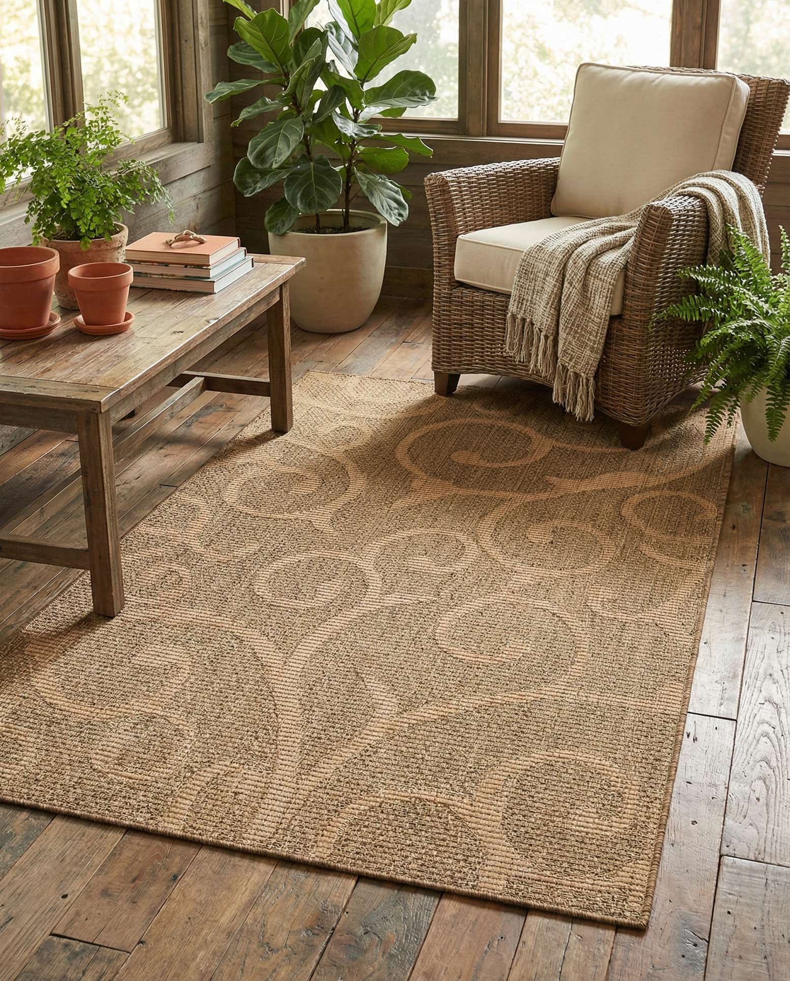 4' x 6' Easy-Clean Botanical Indoor / Outdoor Rug