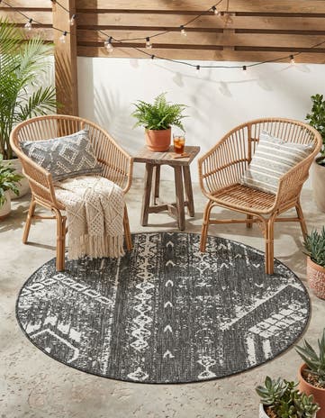 4' x 4' Easy-Clean Bohemian Indoor / Outdoor Round Rug
