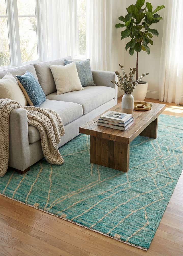5' 5 x 8' 3 Hand Knotted Moroccan Wool Rug