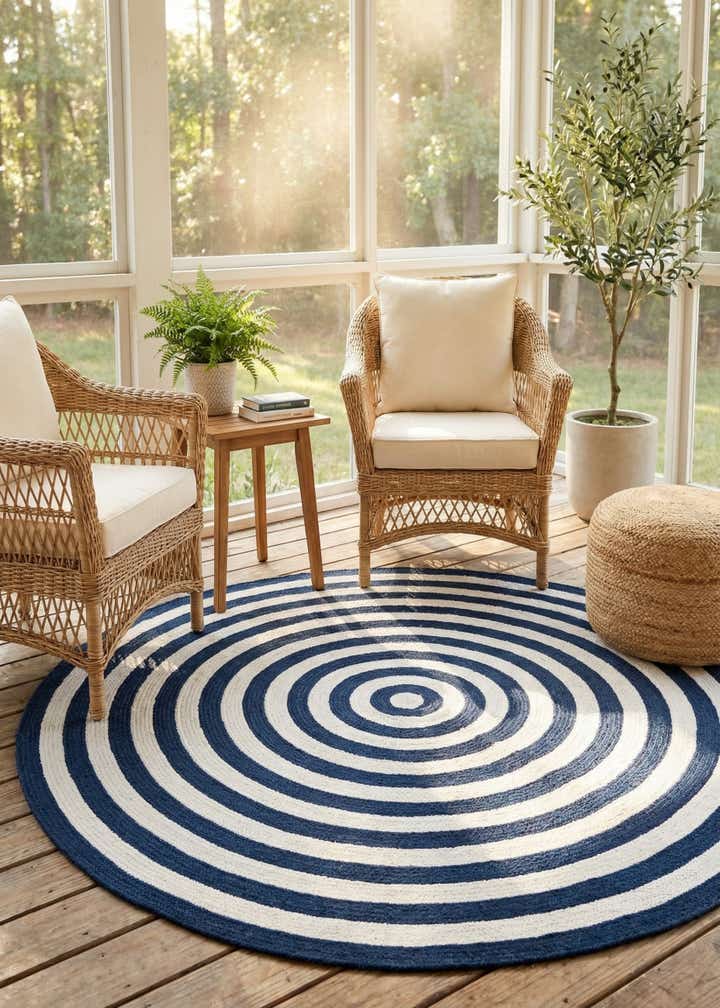 5' 3 x 5' 3 Easy-Clean Eco Verse Washable Indoor / Outdoor Round Rug