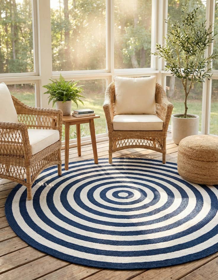 Detail image of  5' 3 x 5' 3  Hand Woven Eco Verse   Washable Indoor / Outdoor Round Rug
