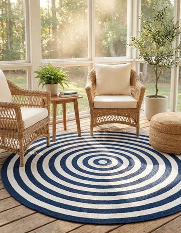 5' 3 x 5' 3 Easy-Clean Eco Verse Washable Indoor / Outdoor Round Rug