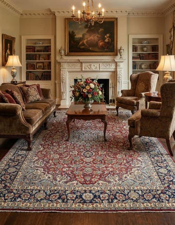 9' 4 x 13' 7 Hand Knotted Isfahan Persian Wool Rug