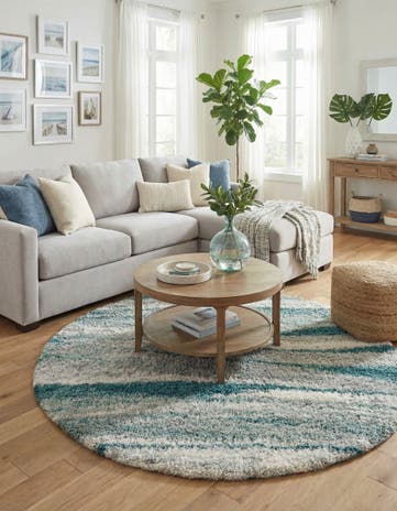 Teal Soft Touch Shag Round Rug