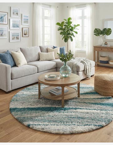 Teal Soft Touch Shag Round Rug