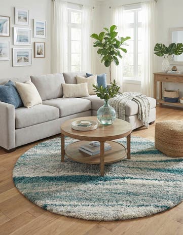 Teal Soft Touch Shag Round Rug