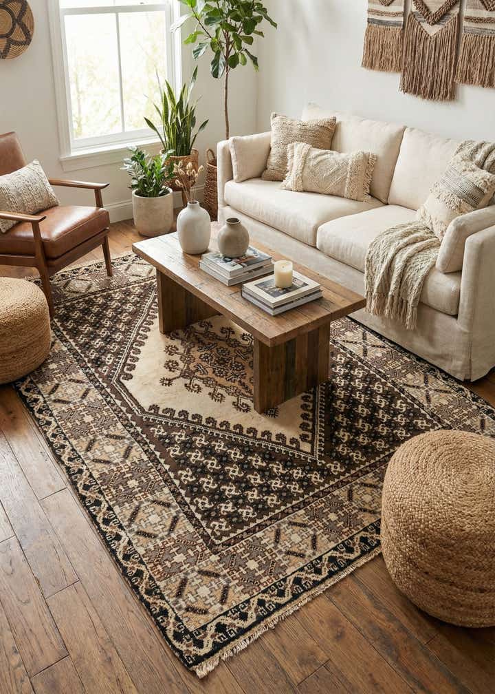 6' 3 x 9' 4 Hand Knotted Moroccan Wool Rug