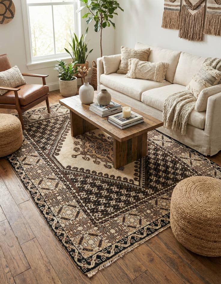 Detail image of 6' 3 x 9' 4  Hand Knotted Moroccan Wool Rug