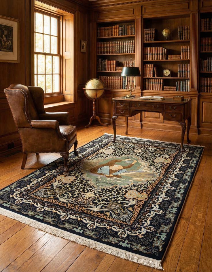 Detail image of 4' 5 x 6' 11 Ghom Rug