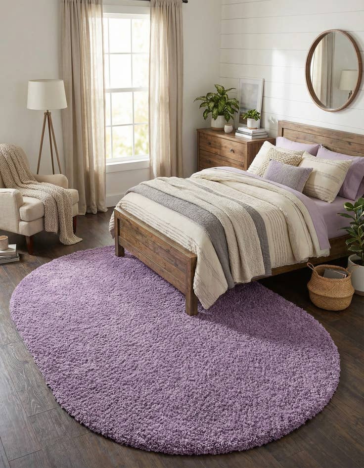 Detail image of  7' 10 x 10' Solid Shag Oval Rug