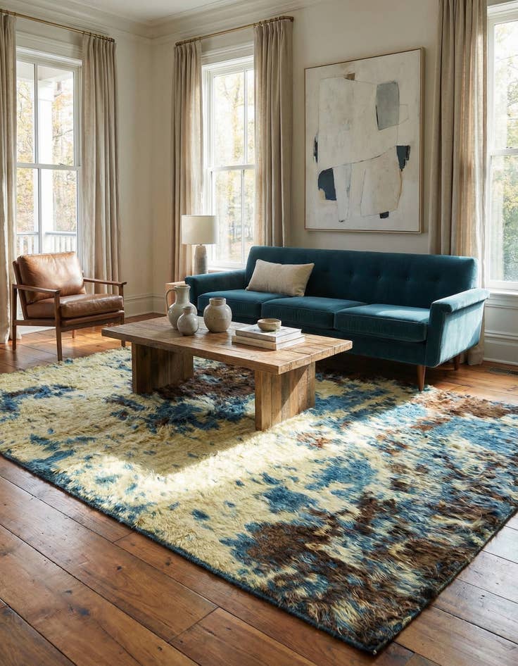 Detail image of  4' 10 x 6' 2  Hand Knotted Darya Wool Rug