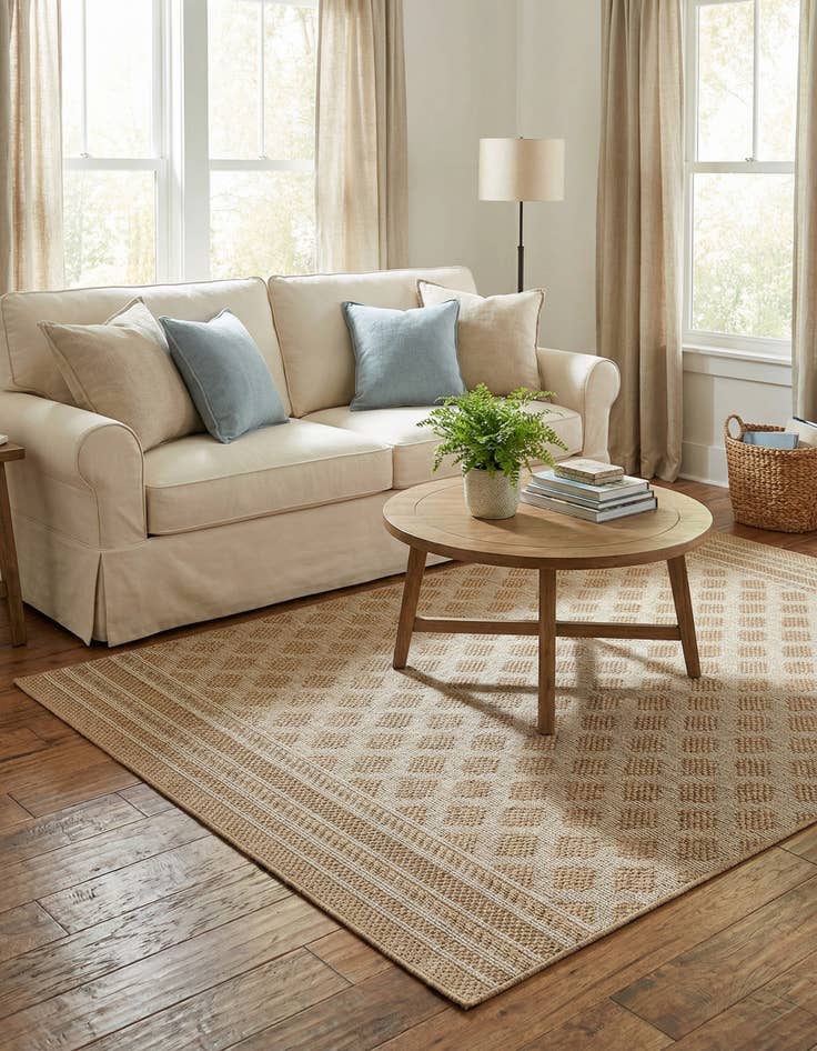 Detail image of  5' 1 x 5' 1  Washable Lattice Indoor / Outdoor Square Rug