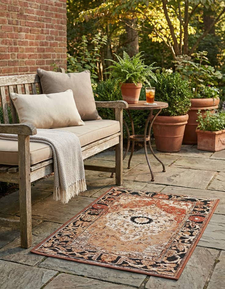 Detail image of 2' x 3'  Washable Traditional Indoor / Outdoor Rug