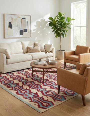7' 1 x 9' 9 Hand Woven Kilim Modern Wool Rug