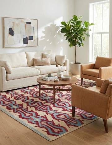 7' 1 x 9' 9 Hand Woven Kilim Modern Wool Rug