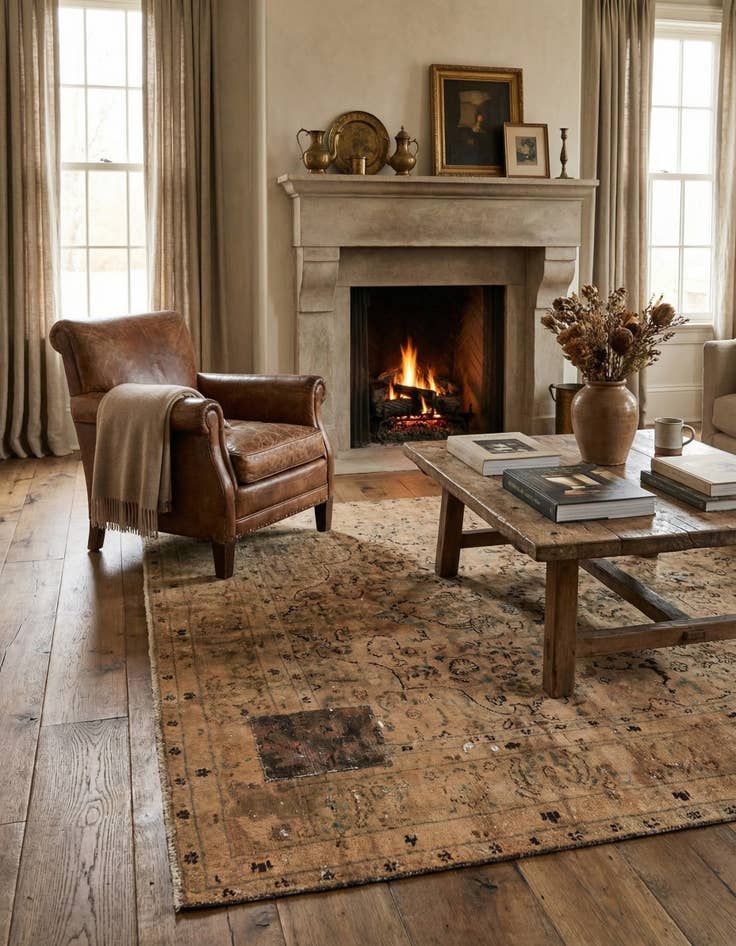 Detail image of 6' x 8' 10  Hand Knotted Ultra Vintage Persian Wool Rug