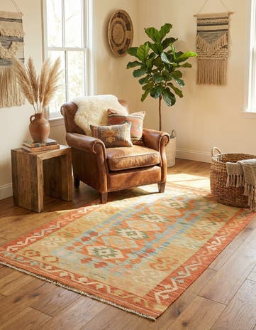 2' 9 x 4' 4 Hand Woven Kilim Waziri Wool Rug