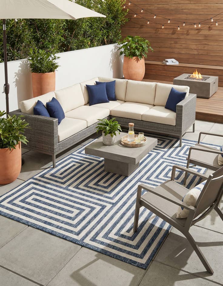 Detail image of 5' 3 x 8'  Washable Modern Indoor / Outdoor Rug