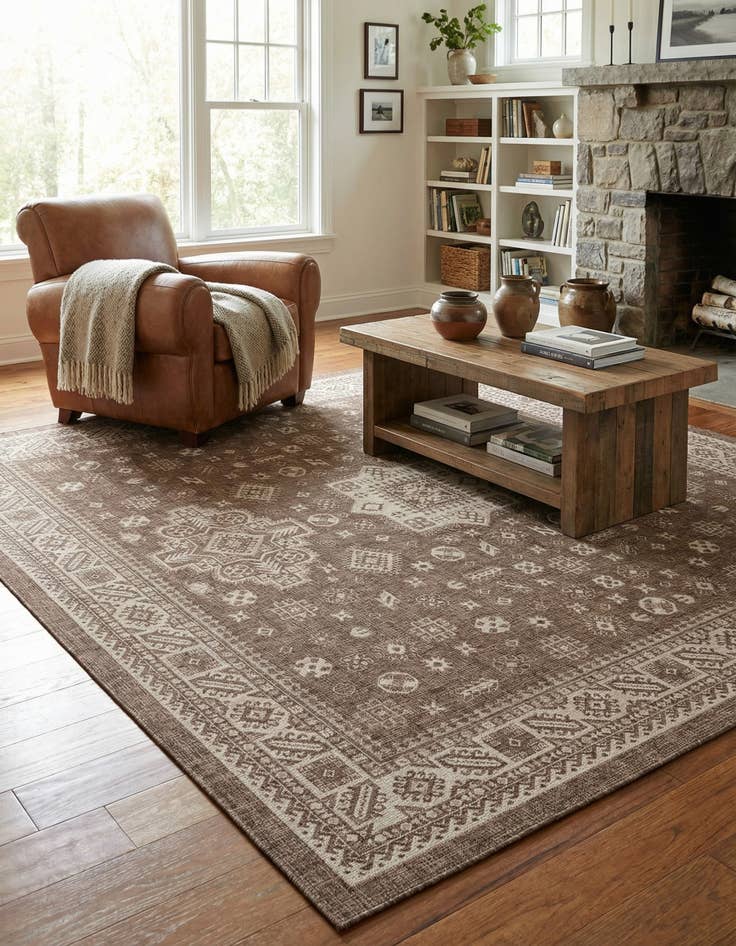 Detail image of 13' x 13' Easy-Clean Aztec Indoor / Outdoor Square Rug