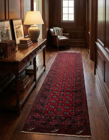 2' 7 x 15' 10 Hand Knotted Afghan Akhche Wool Runner Rug