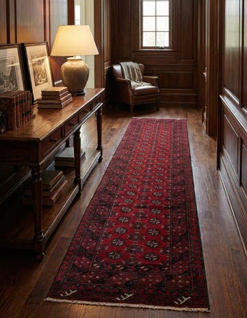 2' 7 x 15' 10 Hand Knotted Afghan Akhche Wool Runner Rug