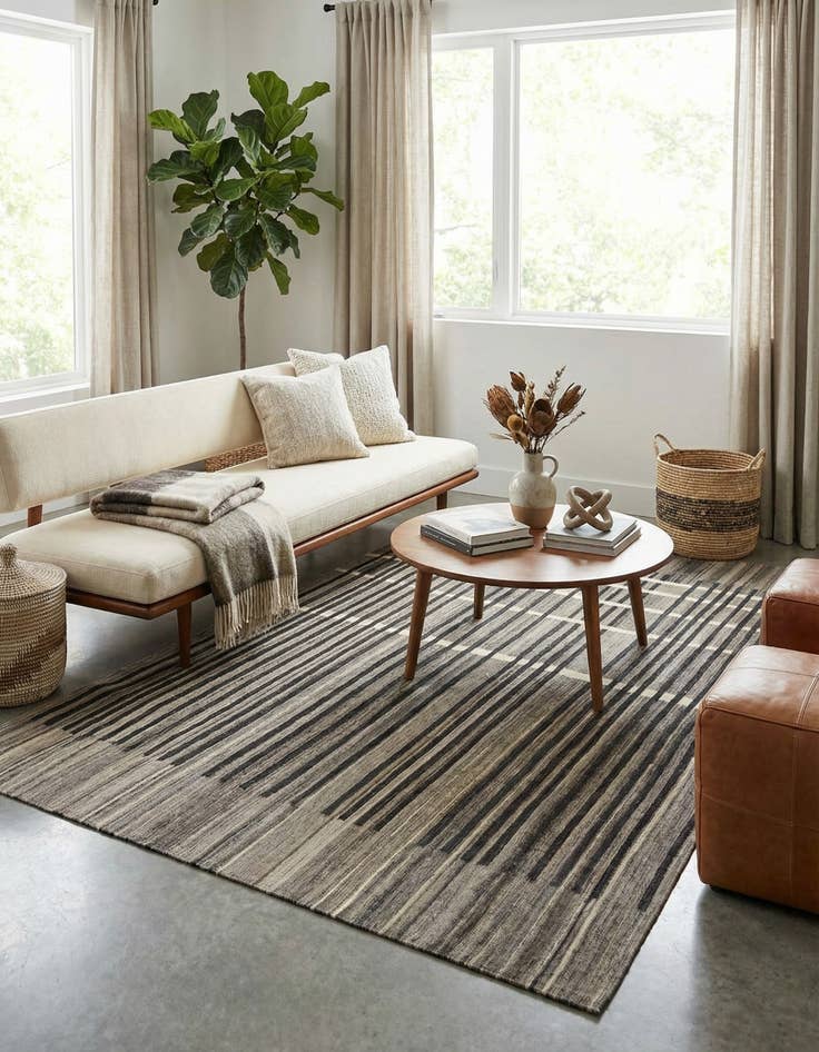 Detail image of 5' 7 x 8'  Hand Woven Kilim Modern Wool Rug