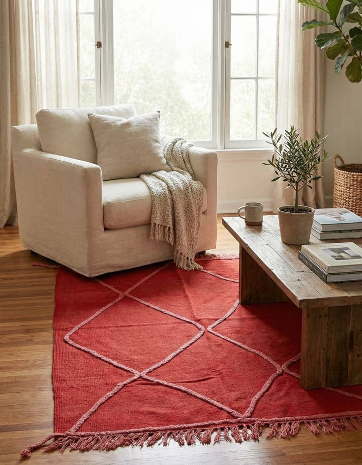 Detail image of 3' 5 x 4' 9  Hand Woven Kilim Modern Wool Rug