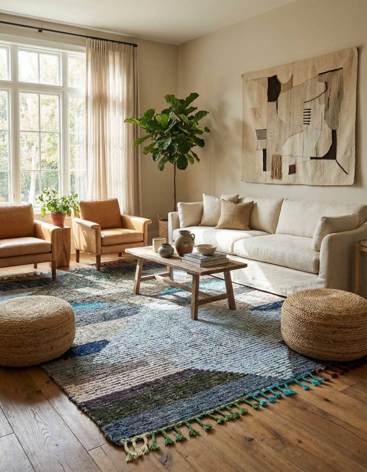 Detail image of 5' 8 x 8' 3  Hand Knotted Moroccan Wool Rug