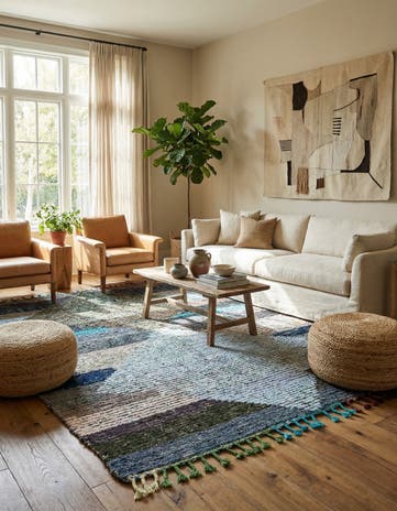 5' 8 x 8' 3 Hand Knotted Moroccan Wool Rug
