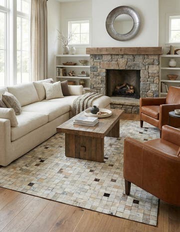 5' 1 x 8' Cowhide - Patchwork Rug