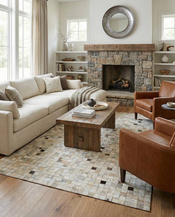 Detail image of 5' 1 x 8' Cowhide - Patchwork Rug