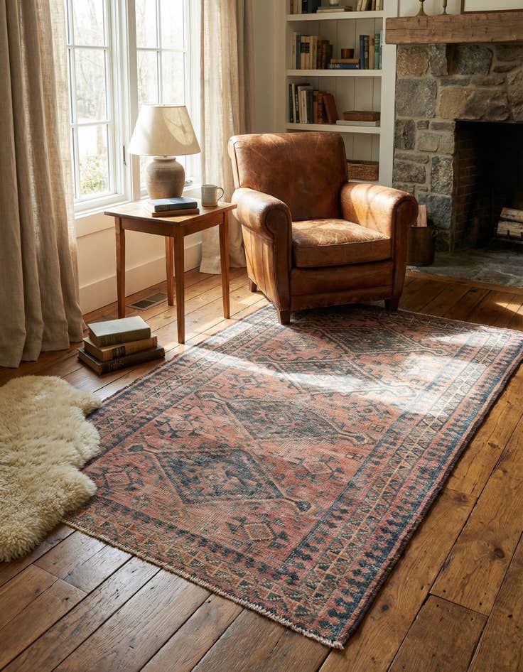 Detail image of 4' 7 x 6' 9  Hand Knotted Ultra Vintage Persian Wool Rug