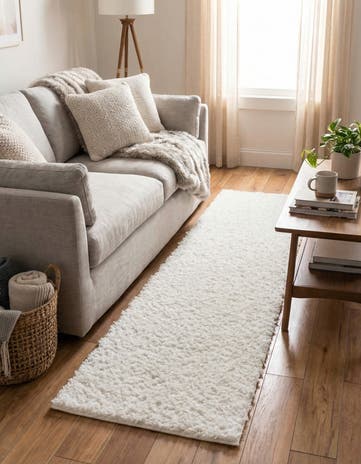 White Zermatt Shag Runner Rug