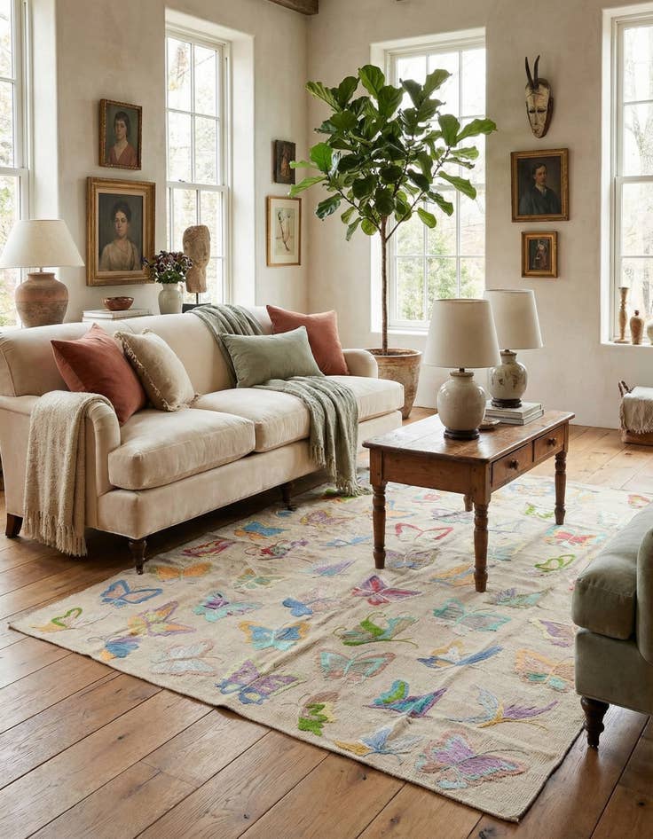 Detail image of 5' 4 x 7' 2  Hand Woven Kilim Suzani Wool Rug