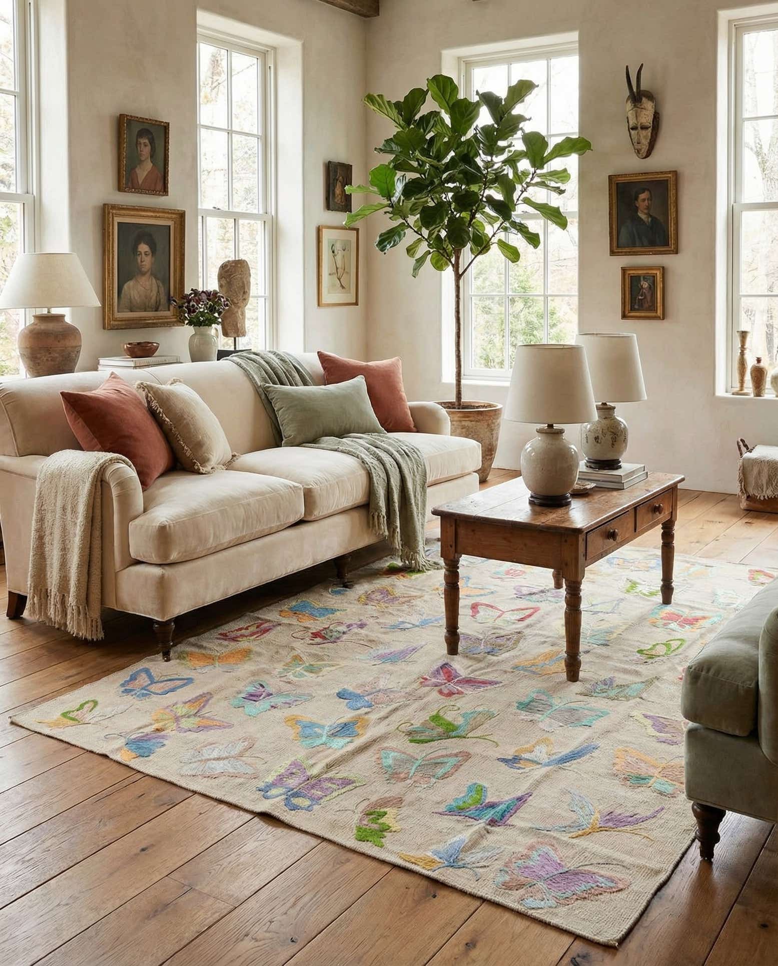 5' 4 x 7' 2 Hand Woven Kilim Suzani Wool Rug