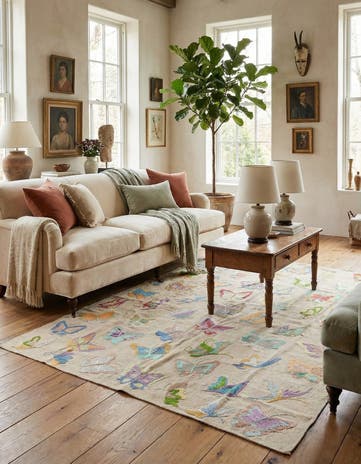 5' 4 x 7' 2 Hand Woven Kilim Suzani Wool Rug