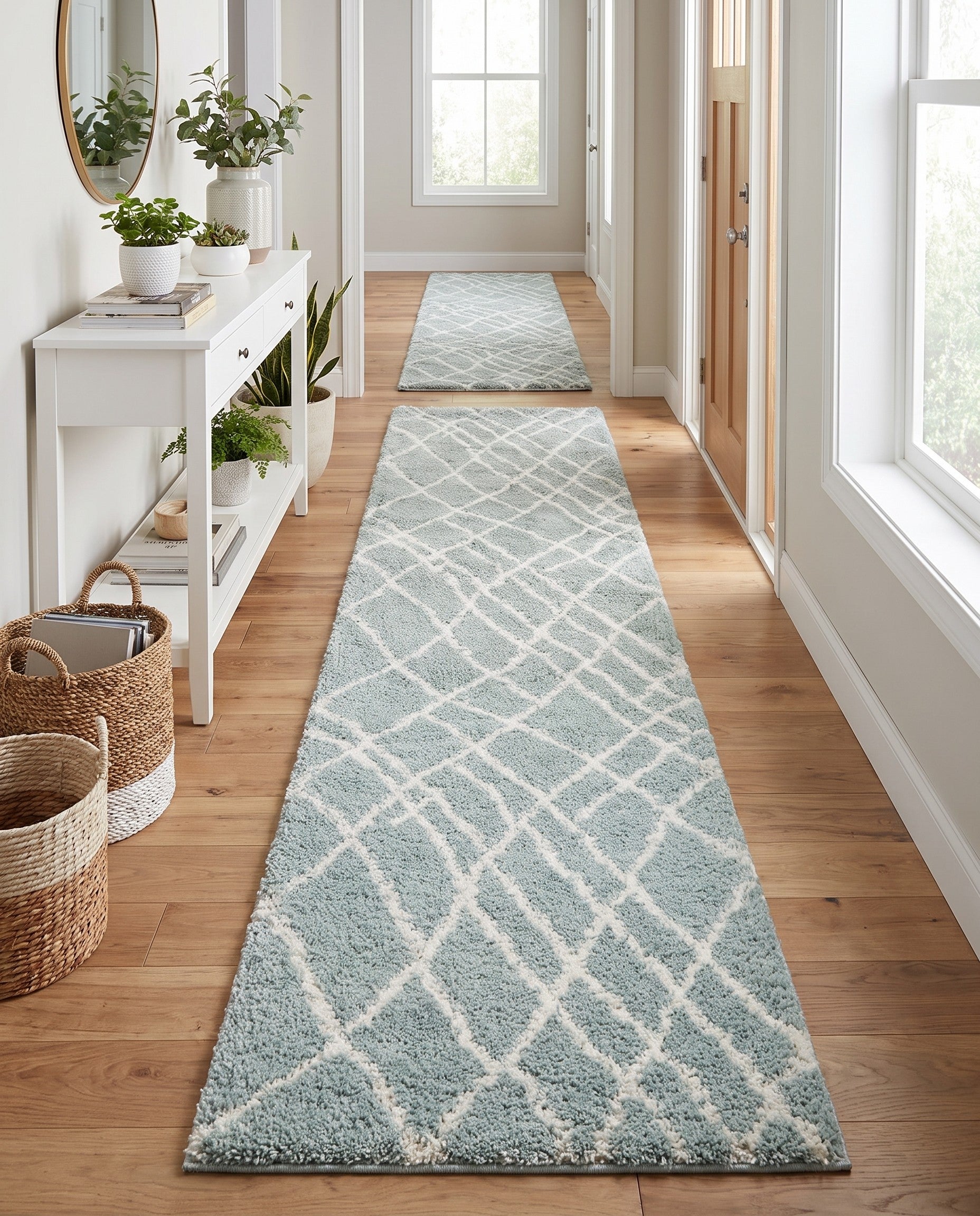Sage Green Soft Touch Shag Runner Rug