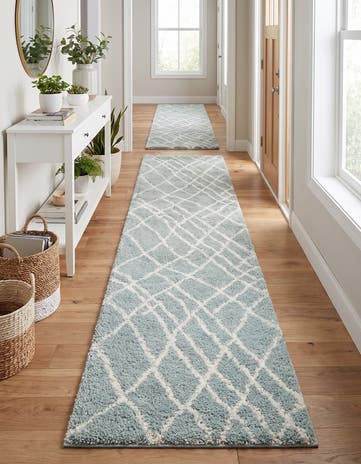 Sage Green Soft Touch Shag Runner Rug