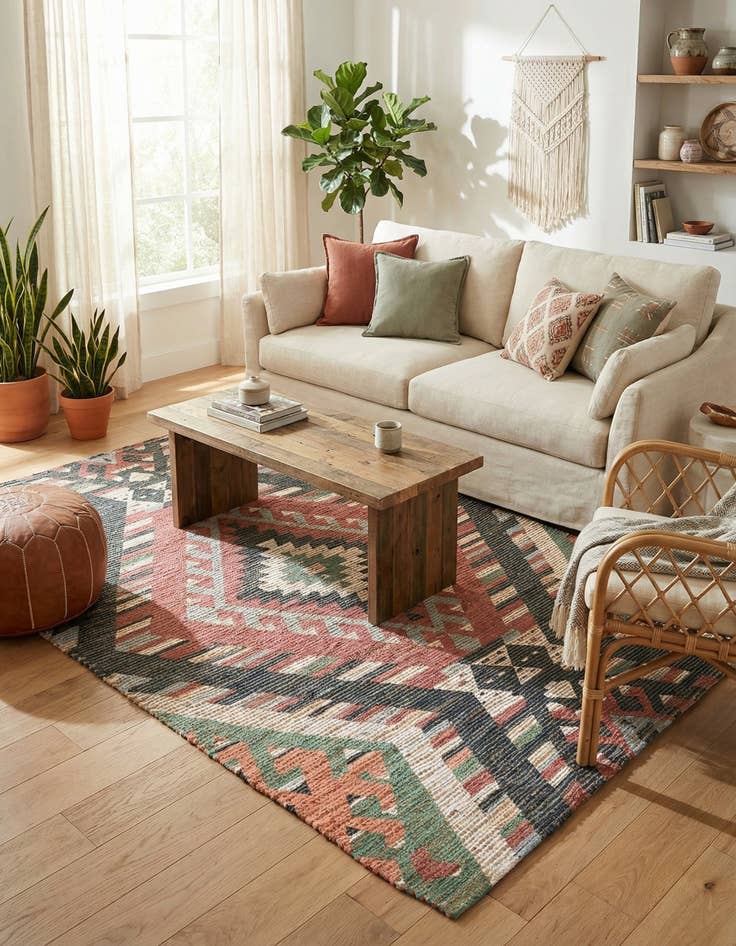 Detail image of 4' x 6' Hand Woven Chenille Jute Rug