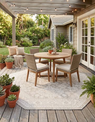 7' 10 x 7' 10 Easy-Clean Aztec Indoor / Outdoor Octagon Rug