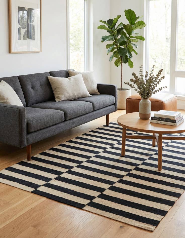 Detail image of 3' 4 x 4' 10  Hand Woven Kilim Modern Wool Rug