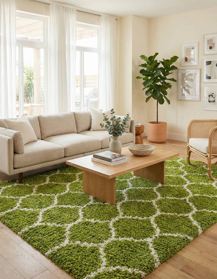 Detail image of  10' x 10' Lattice Shag Square Rug