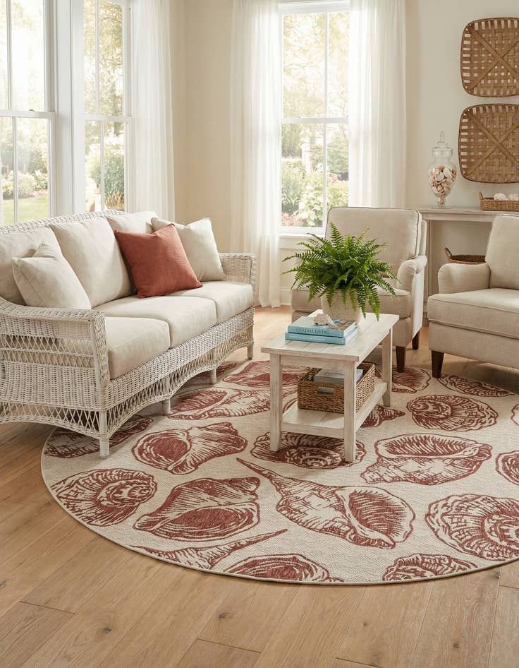 Detail image of  10' x 10'  Washable Coastal Indoor / Outdoor Round Rug