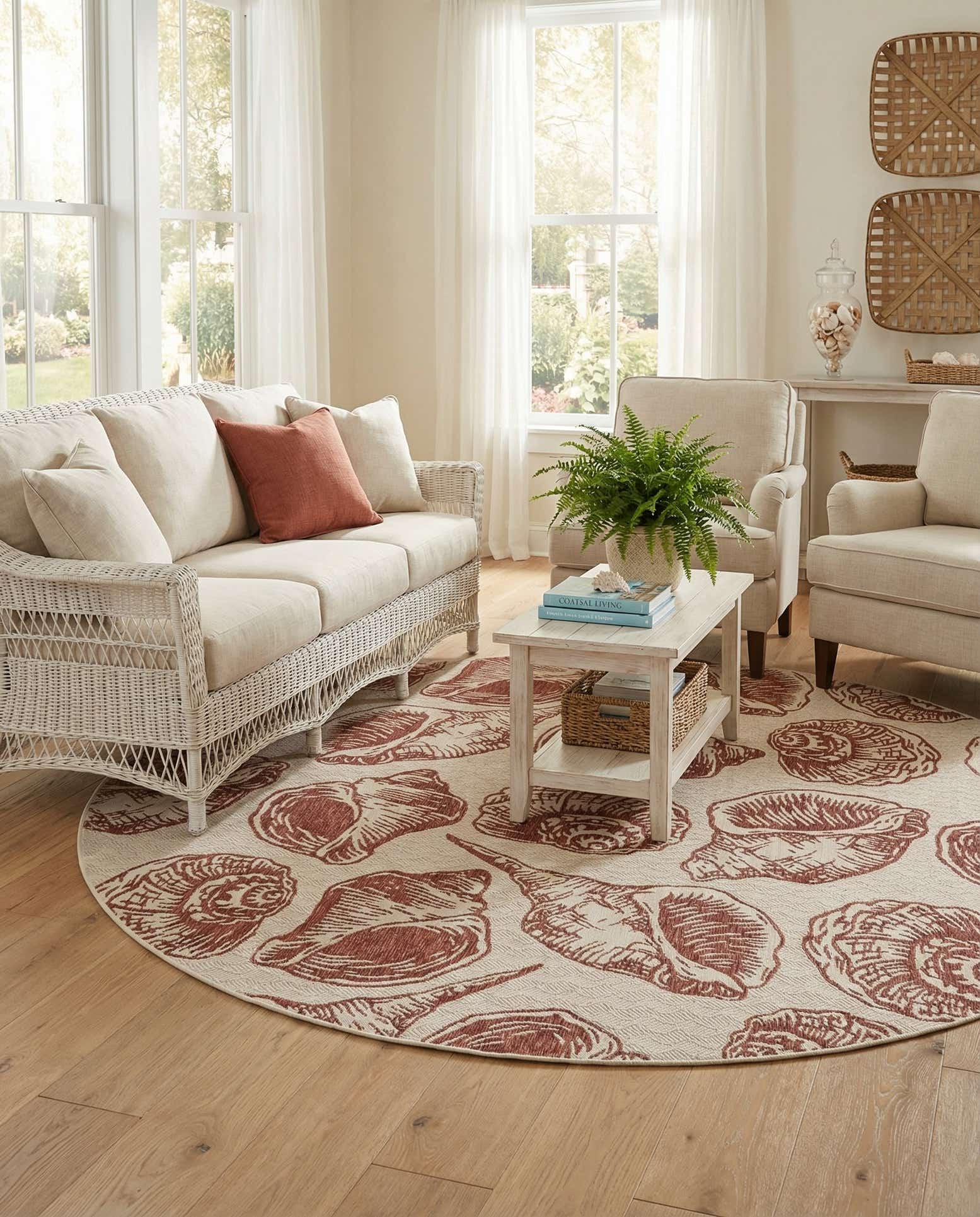 10' x 10' Easy-Clean Coastal Indoor / Outdoor Round Rug