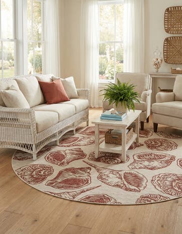 10' x 10' Easy-Clean Coastal Indoor / Outdoor Round Rug