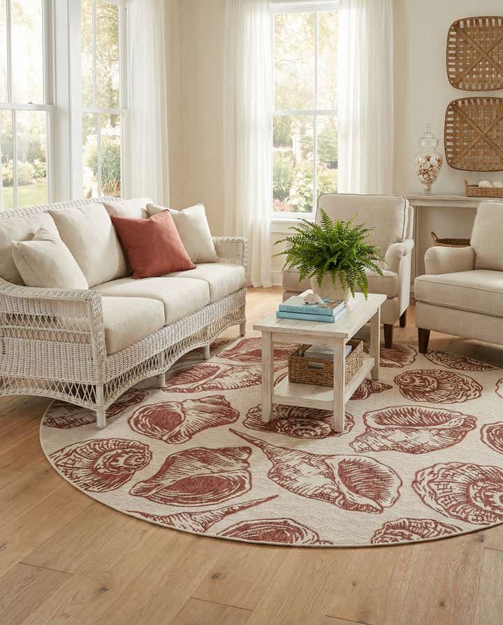 10' x 10' Easy-Clean Coastal Indoor / Outdoor Round Rug