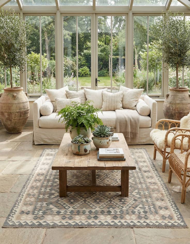 Detail image of 5' 4 x 6' 7  Hand Woven Kilim Maymana Wool Rug