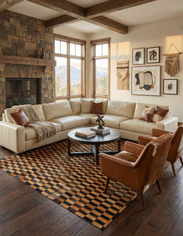 Detail image of  8' 1 x 10' Cowhide - Patchwork Rug