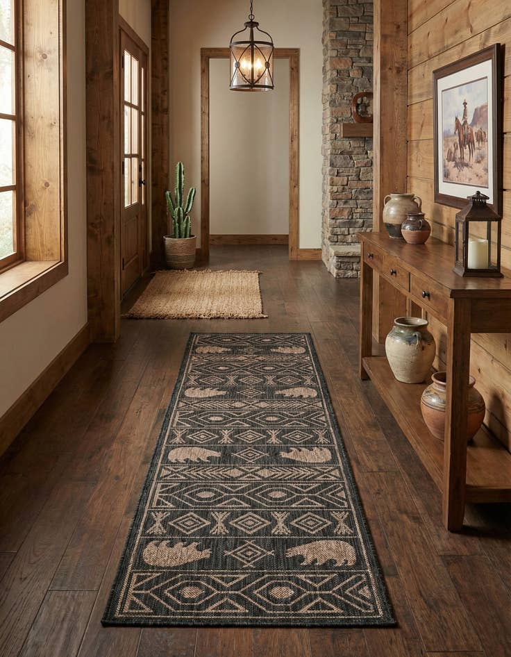 Detail image of 2' x 8' Easy-Clean Southwestern Indoor / Outdoor Runner Rug