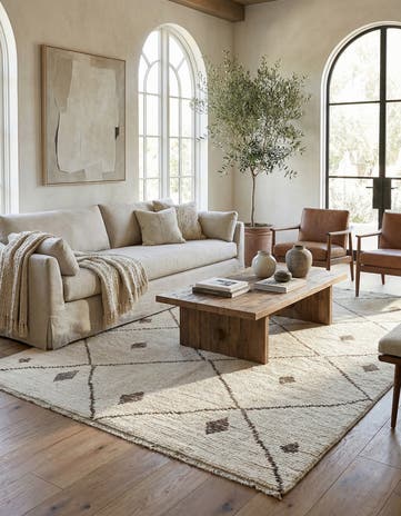 6' 1 x 9' 9 Hand Knotted Moroccan Wool Rug